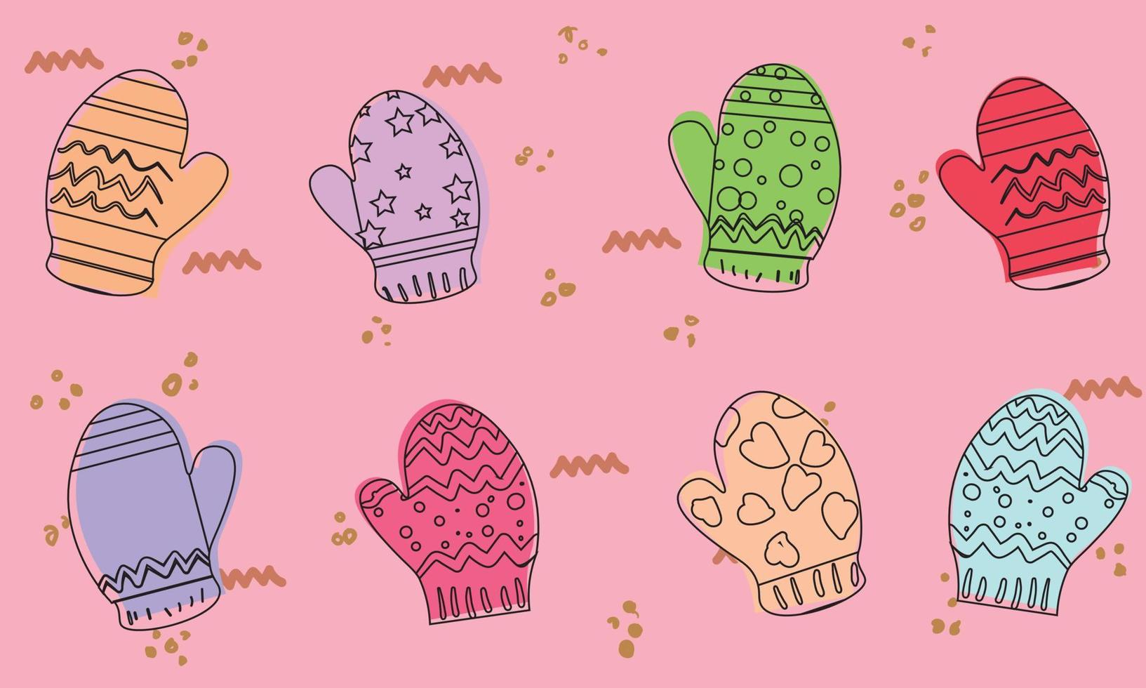 Colorful Retro Knitted MittensVector Seamless Pattern Horizontal Border vector
