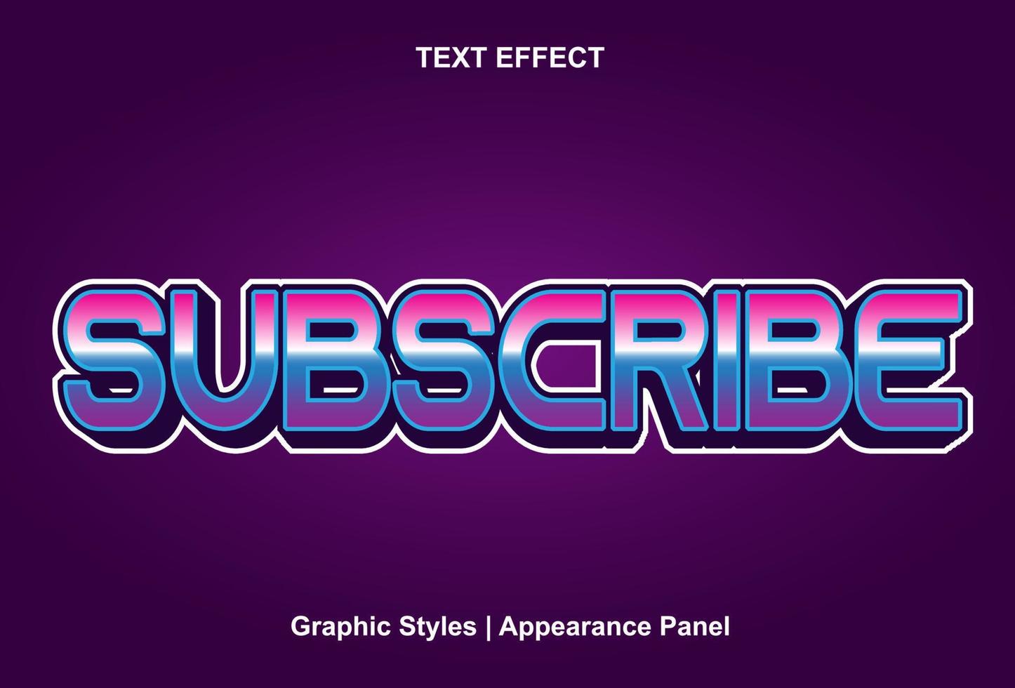 subscribe text effect in 3d style and can be edited vector