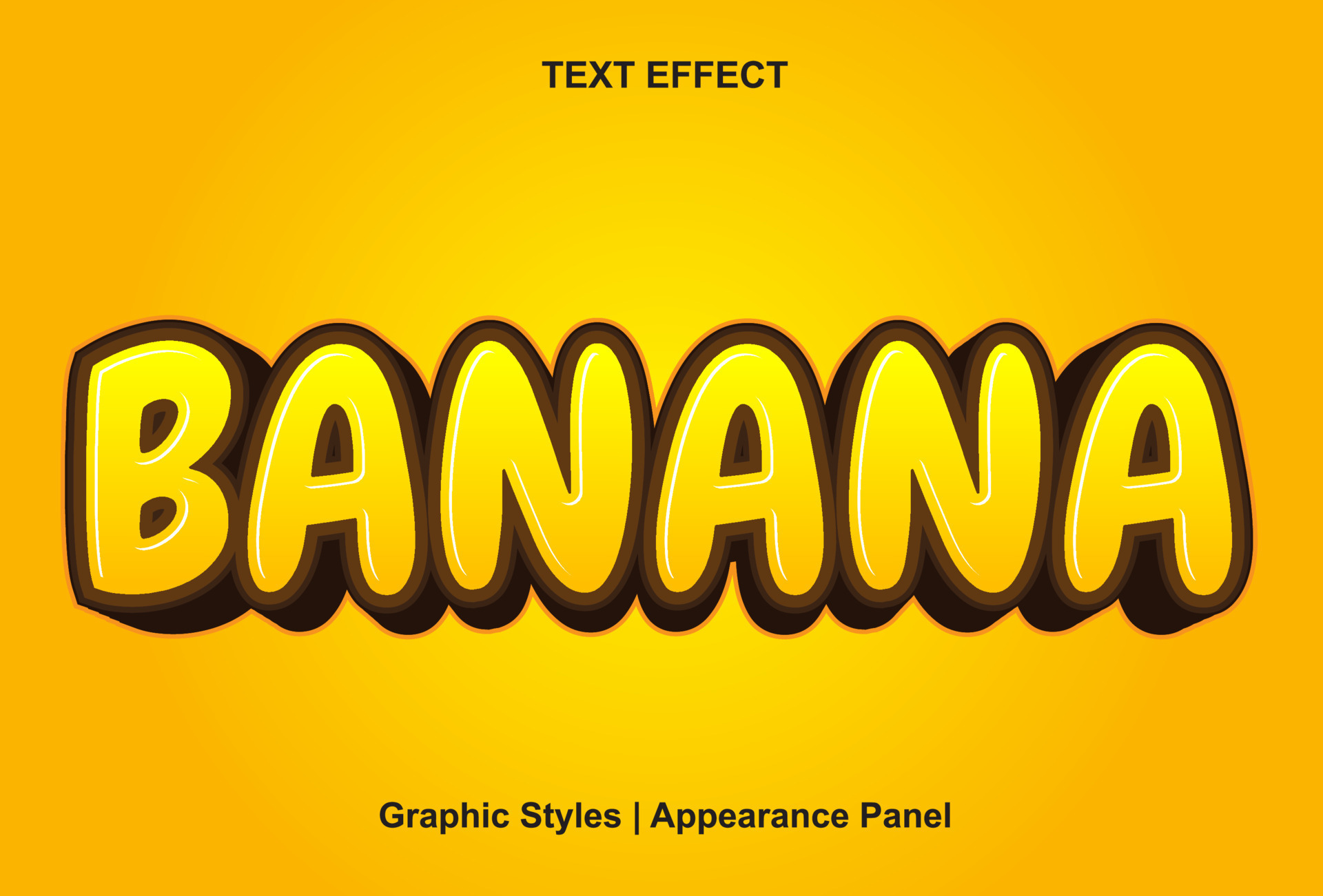 banana text effect with 3d style and editable 13267515 Vector Art at