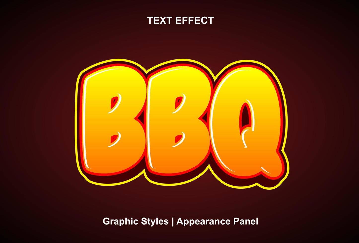 BBQ text effect with 3d style and editable vector
