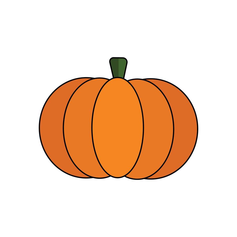 logotipo de icono lineal de planta vegetal de calabaza con color, contorno. cosecha, cultivos, vegano, comida vegetariana. ilustración vectorial minimalista en estilo plano aislado sobre fondo blanco vector