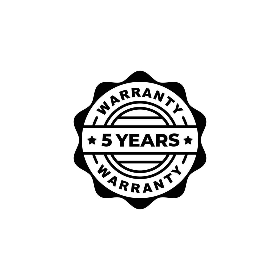 Five years warranty stamp label vector