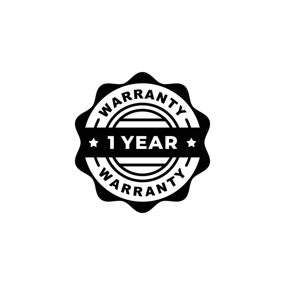 One year warranty stamp label vector