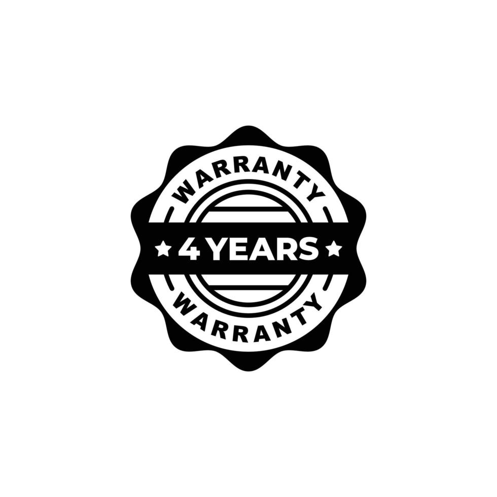 Four years warranty stamp label vector