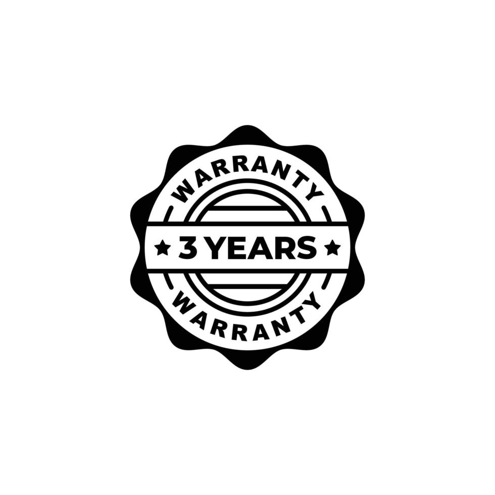 Three years warranty stamp label vector