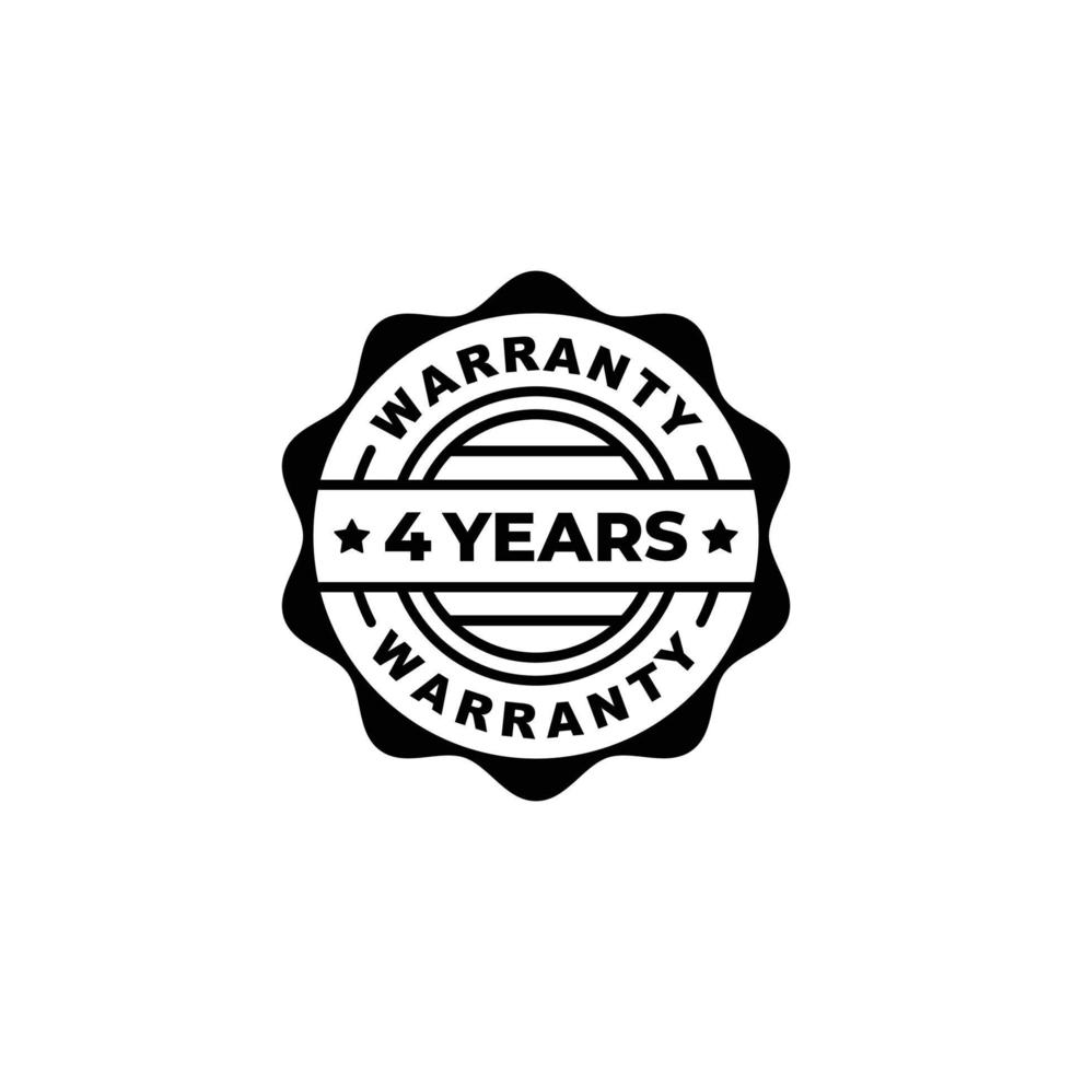 Four years warranty stamp label vector