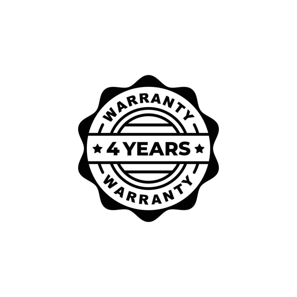 Four years warranty stamp label vector