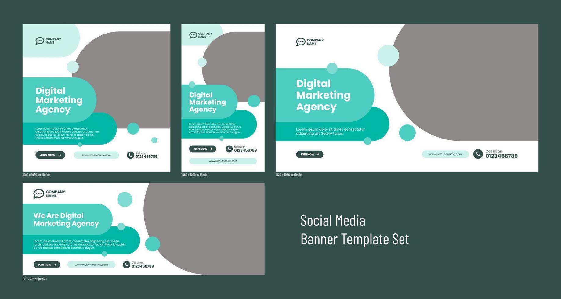 Digital marketing social media marketing post or banner template design set vector