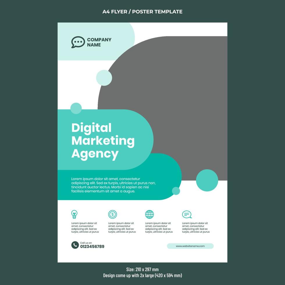 Professional digital marketing agency a4 vector flyer template design