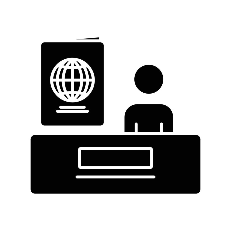 ilustración de icono de glifo de servicio al cliente con pasaporte. ilustración de icono relacionada con la fabricación de pasaportes. diseño simple editable vector