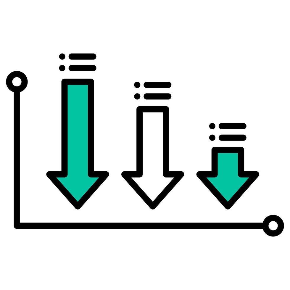 icono gráfico que ha disminuido o perdido vector