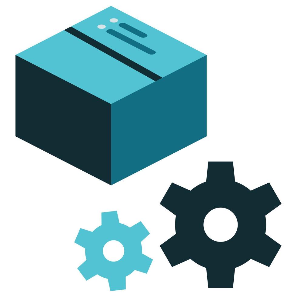 cardboard box icon and gear setting vector