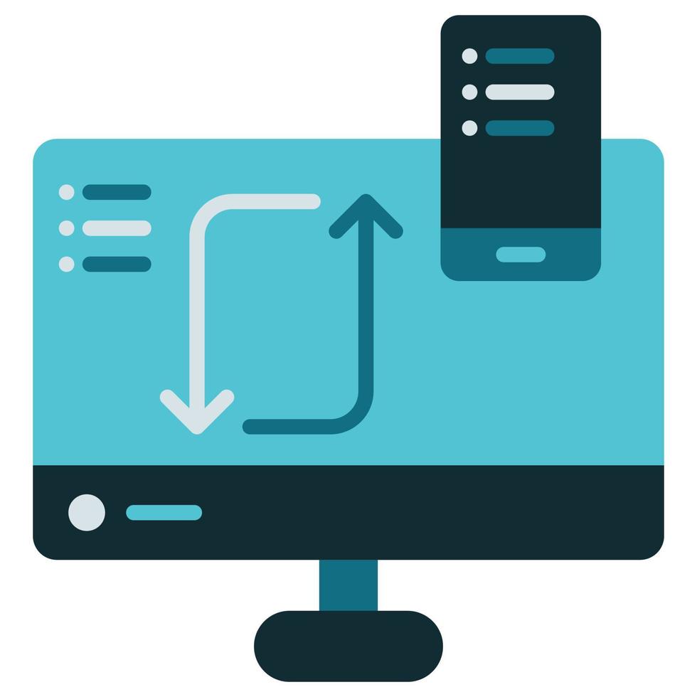 transfer of data from smartphone to computer with internet line vector
