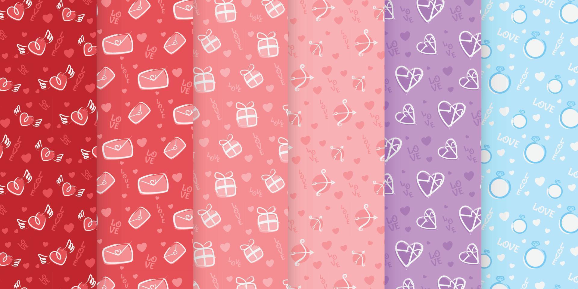 Love heart valentine pattern simple hand drawn collection vector