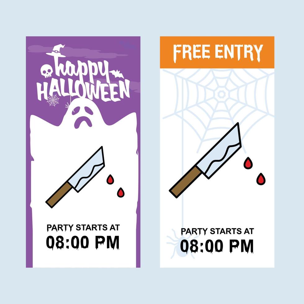 Happy Halloween invitation design with knife vector