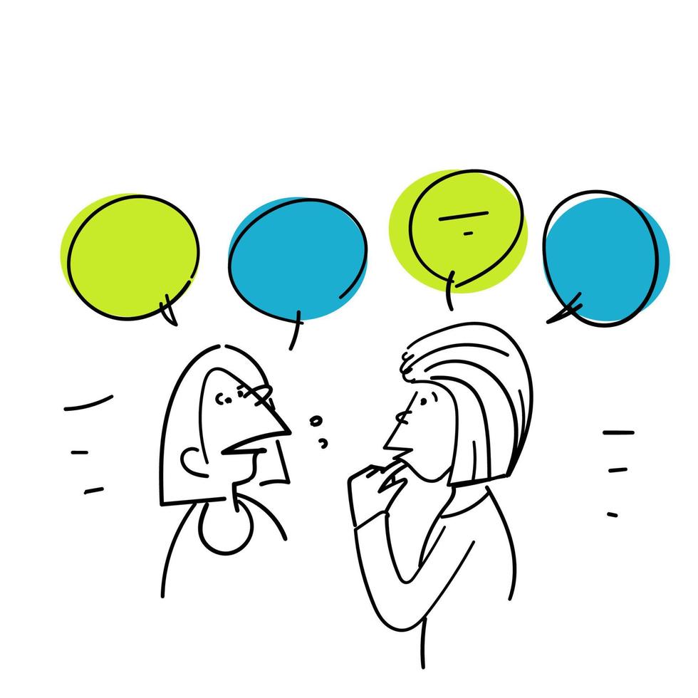 hand drawing doodle people in conversation illustration vector