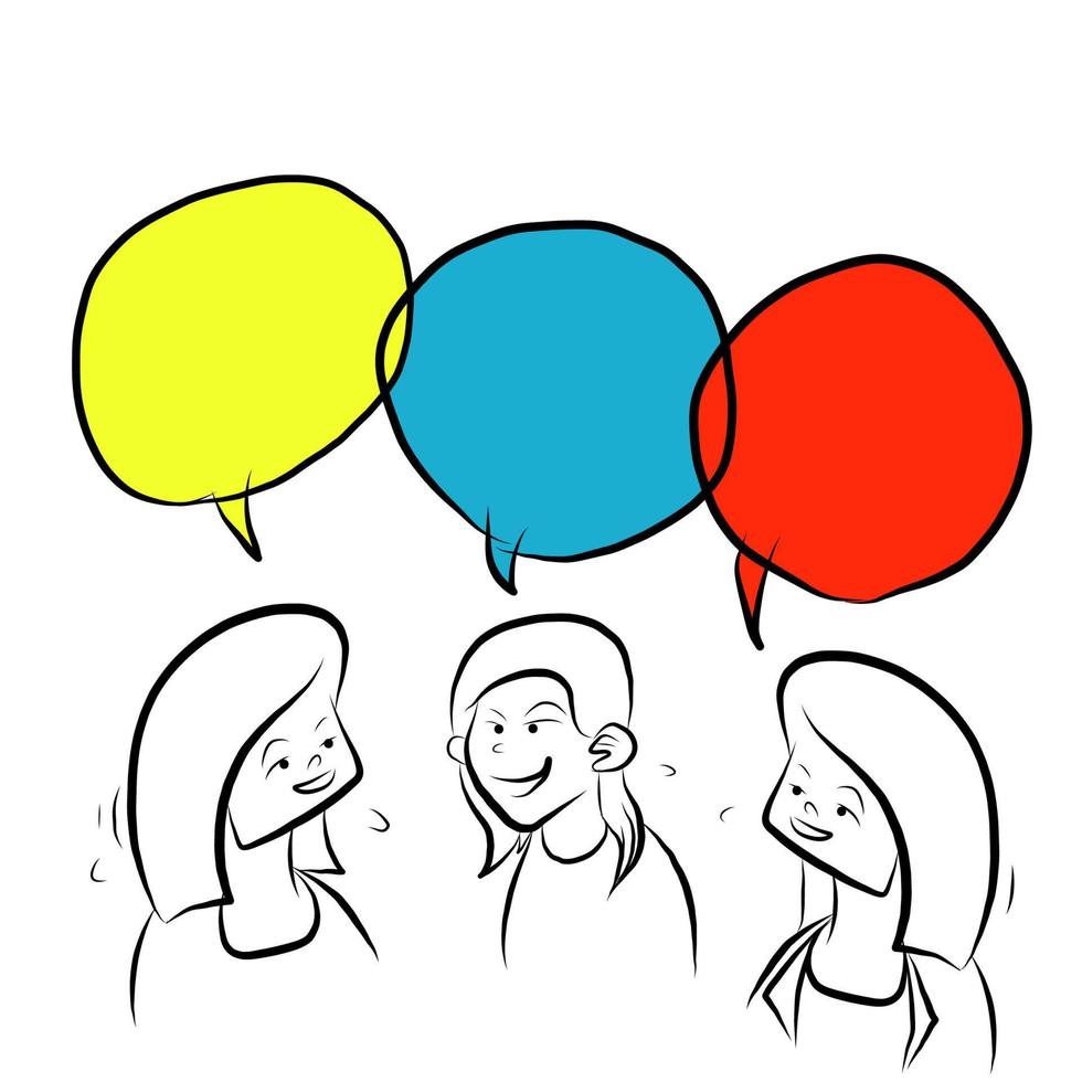 hand drawing doodle people in conversation illustration vector