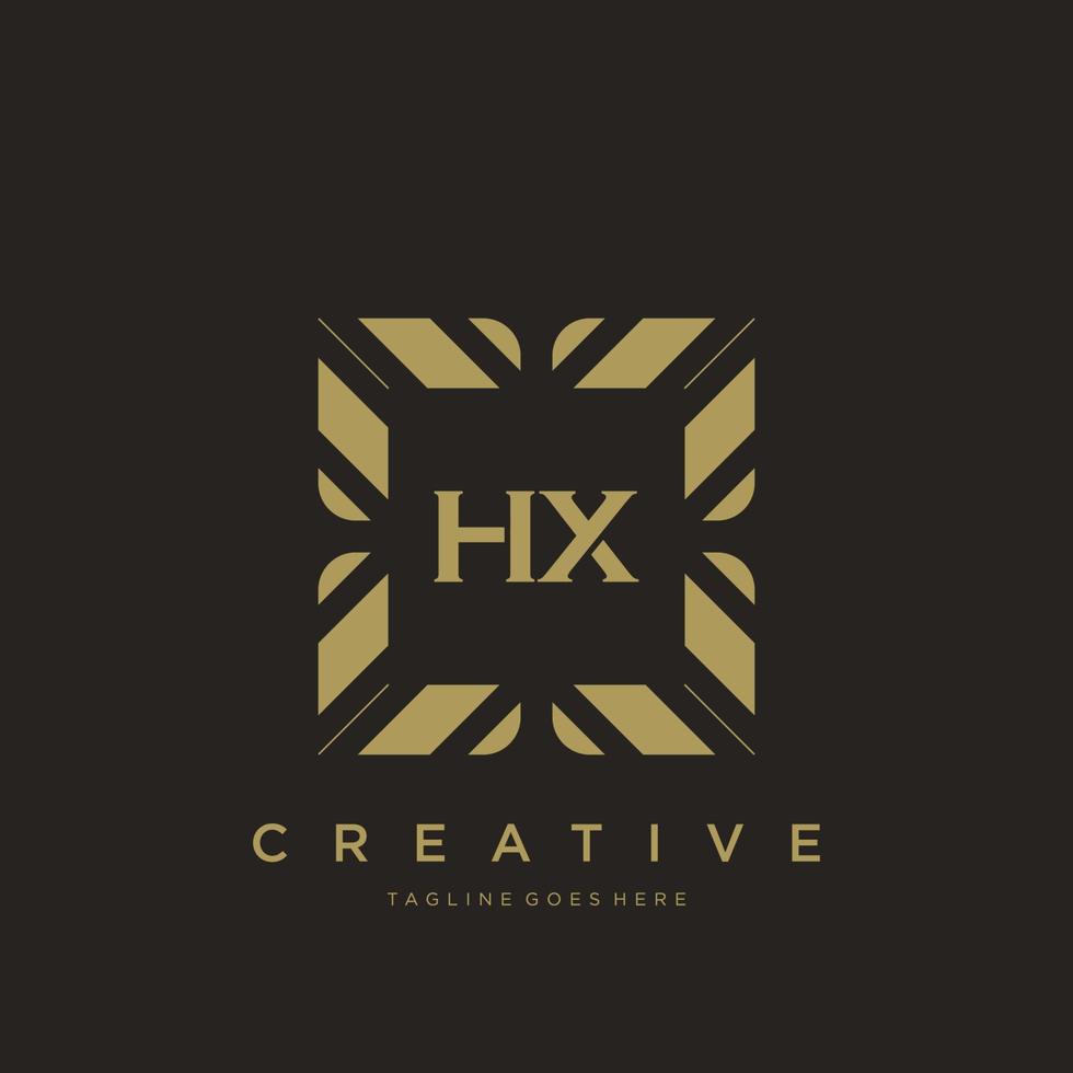 vector de plantilla de logotipo de monograma de ornamento de lujo de letra inicial hx