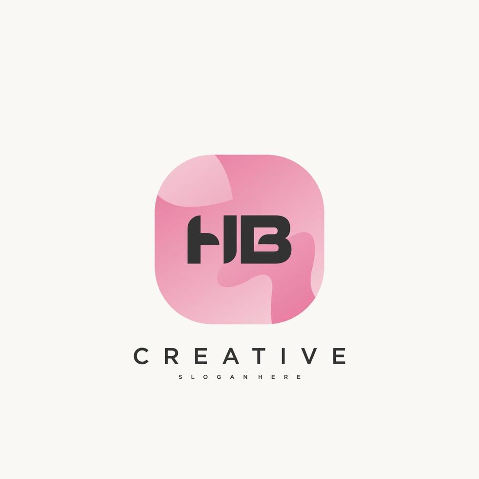 HB Initial Letter logo icon design template elements with wave colorful art. vector