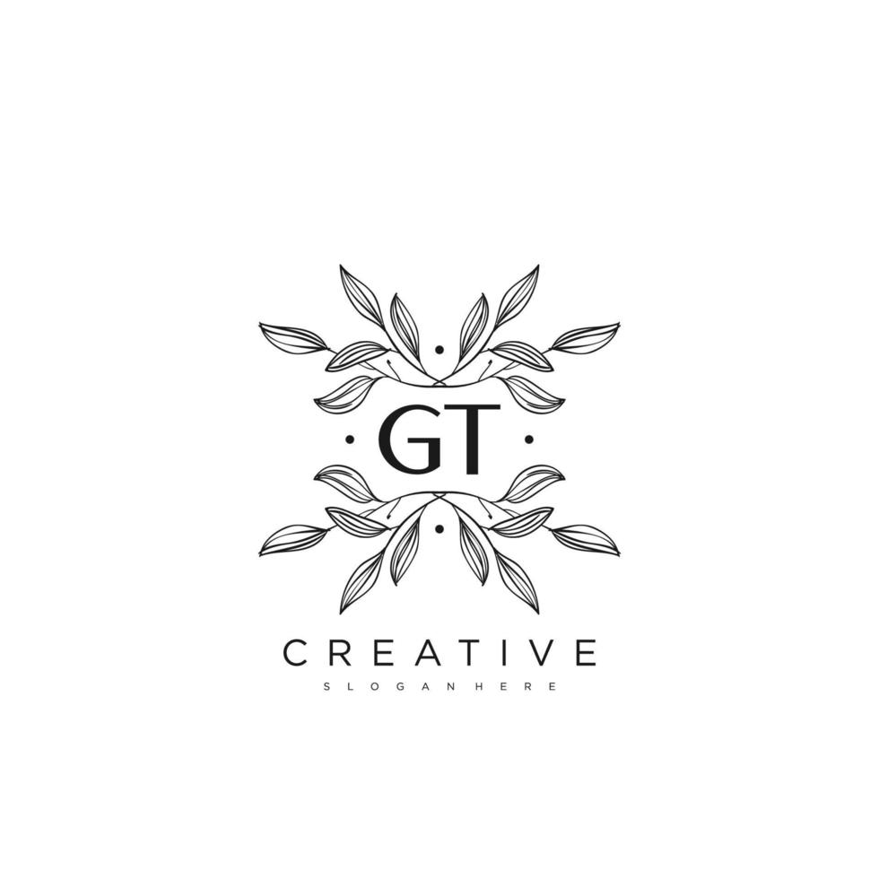 GT Initial Letter Flower Logo Template Vector premium vector art