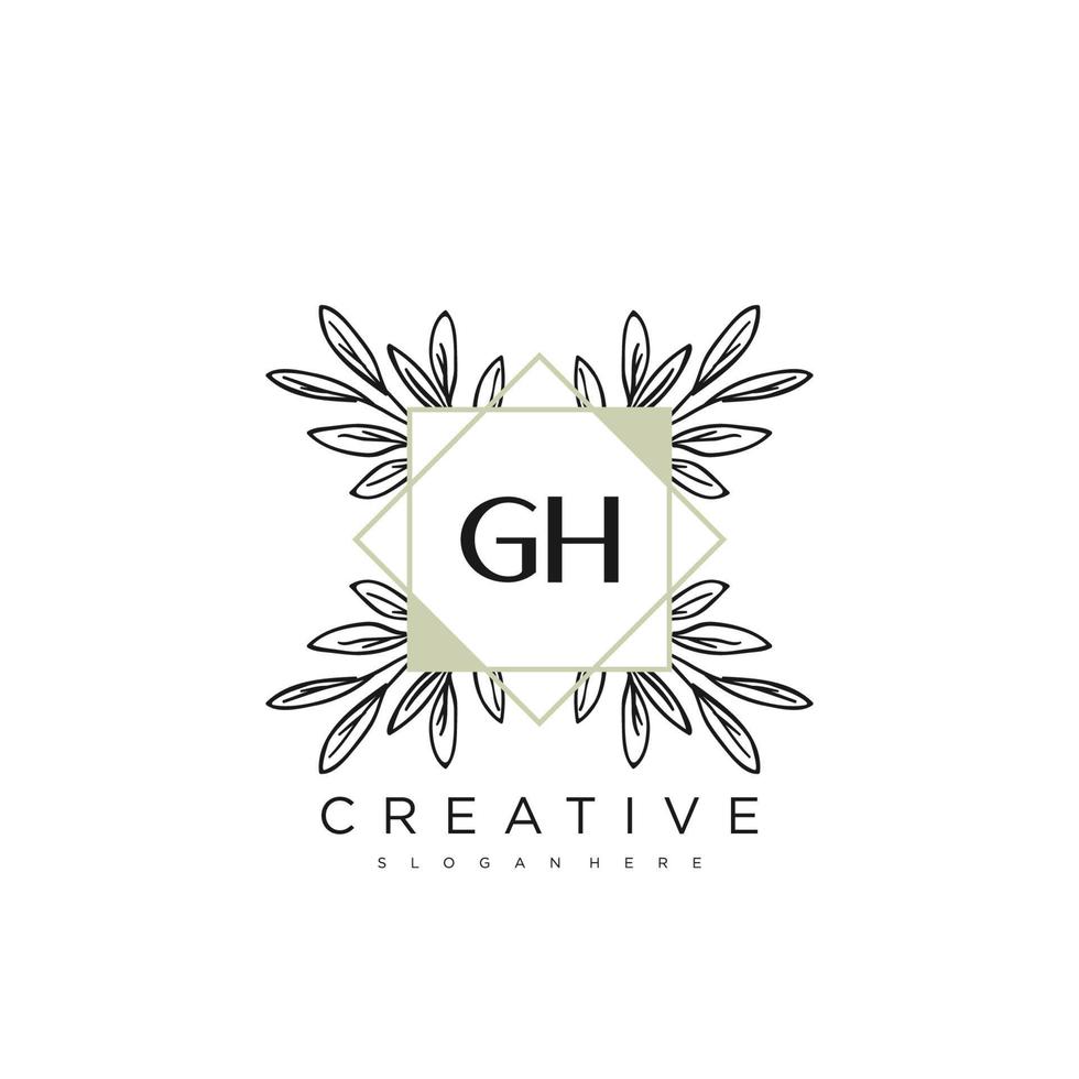 GH Initial Letter Flower Logo Template Vector premium vector art