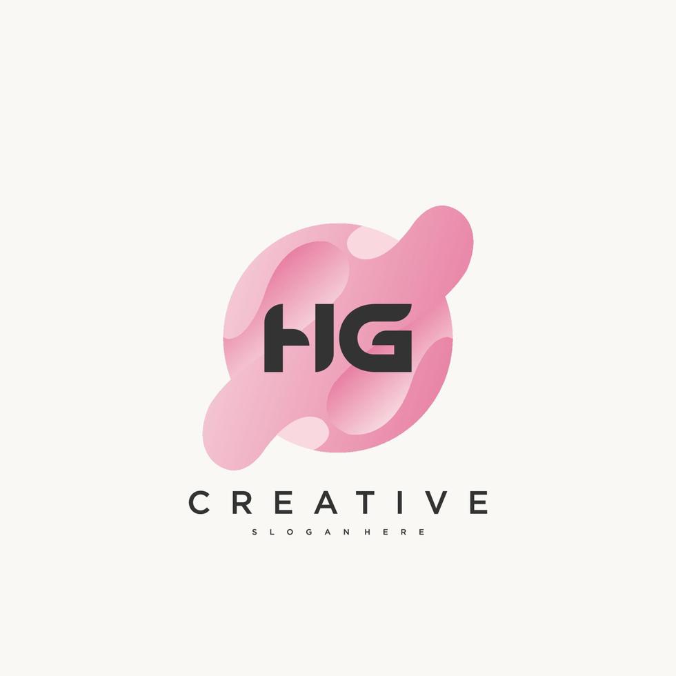 hg letra inicial colorido logotipo icono diseño plantilla elementos vector