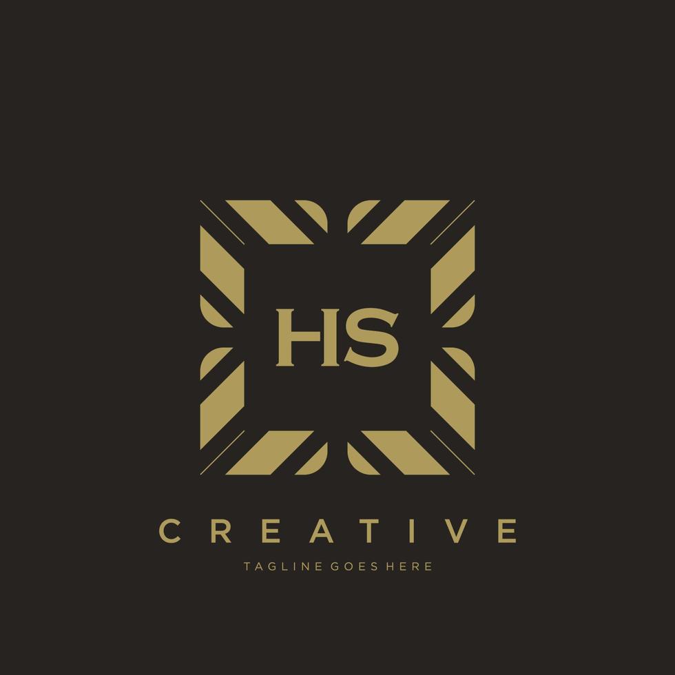 vector de plantilla de logotipo de monograma de adorno de lujo de letra inicial hs