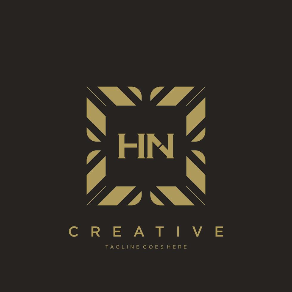 vector de plantilla de logotipo de monograma de adorno de lujo de letra inicial hn