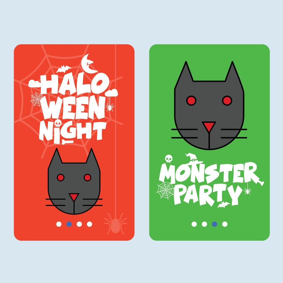 diseño de invitación de feliz halloween con vector de gato