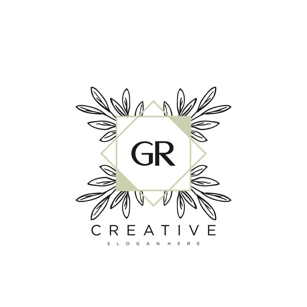 GR Initial Letter Flower Logo Template Vector premium vector art