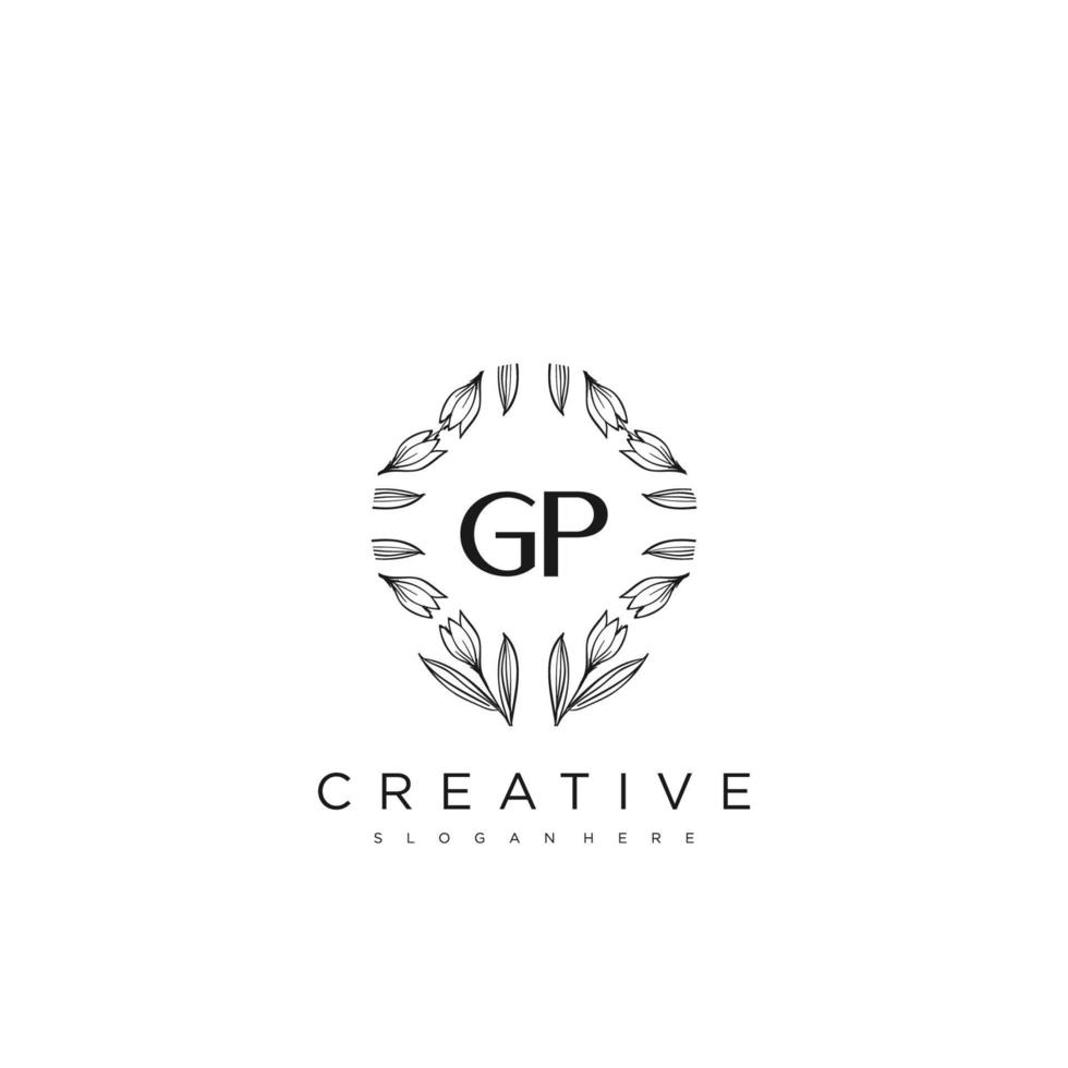 GP Initial Letter Flower Logo Template Vector premium vector art