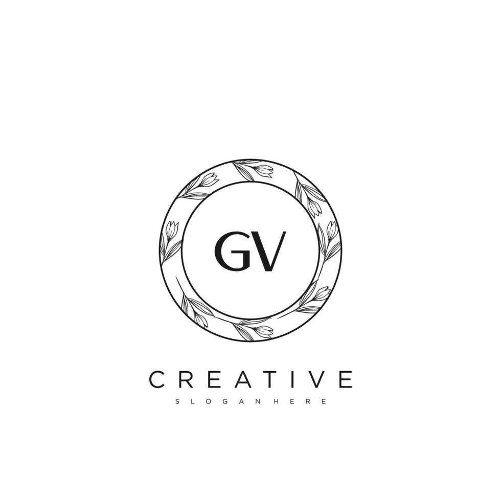 GV Initial Letter Flower Logo Template Vector premium vector art