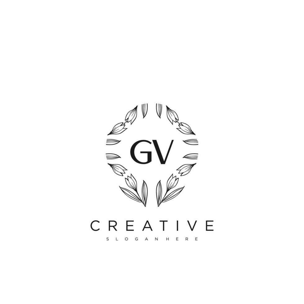 gv letra inicial flor logotipo plantilla vector premium vector art