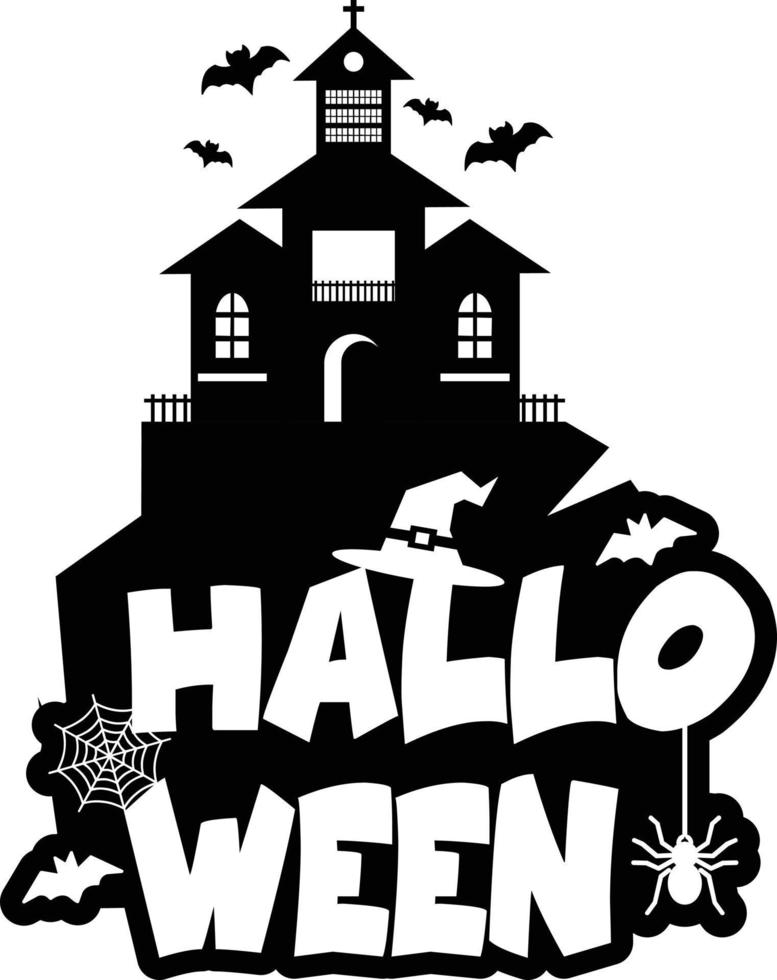 diseño de halloween con tipografía y vector de fondo blanco