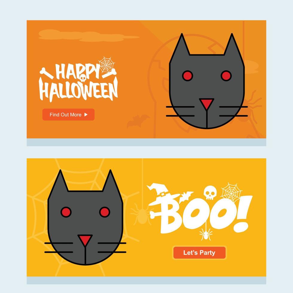 diseño de invitación de feliz halloween con vector de gato