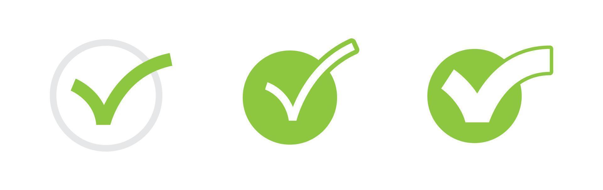 marca de verificación. conjunto de iconos de aprobación de marca verde. vector