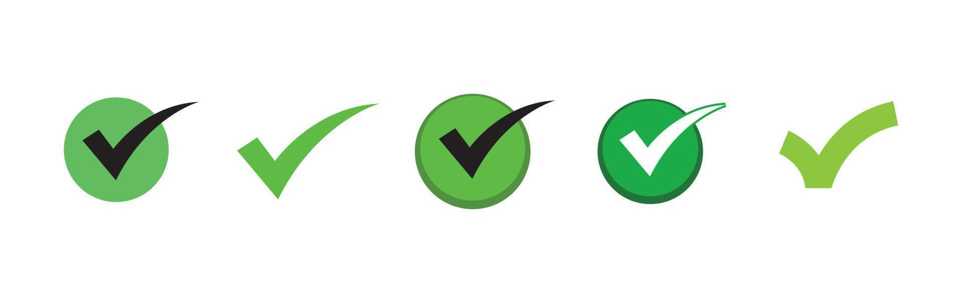 Check mark. Set of Green tick approval icons. vector