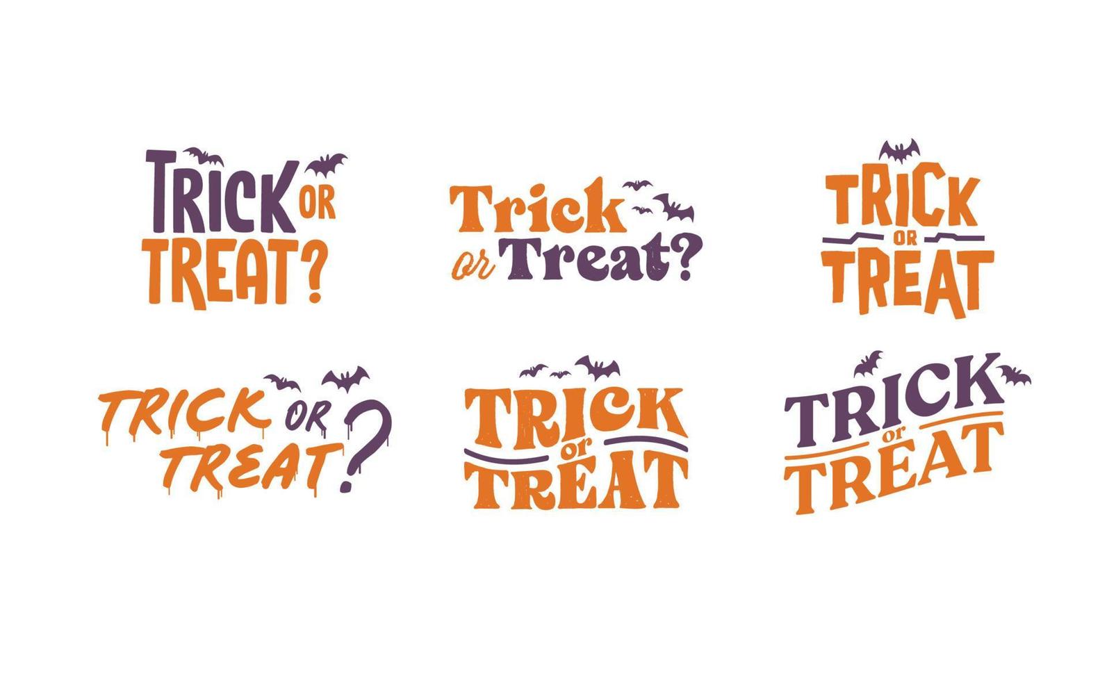 Trick or treat lettering design. Halloween message. vector