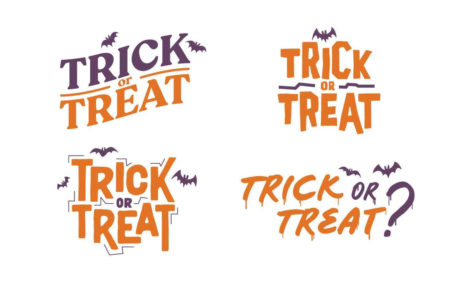 Trick or treat lettering design. Halloween message. vector