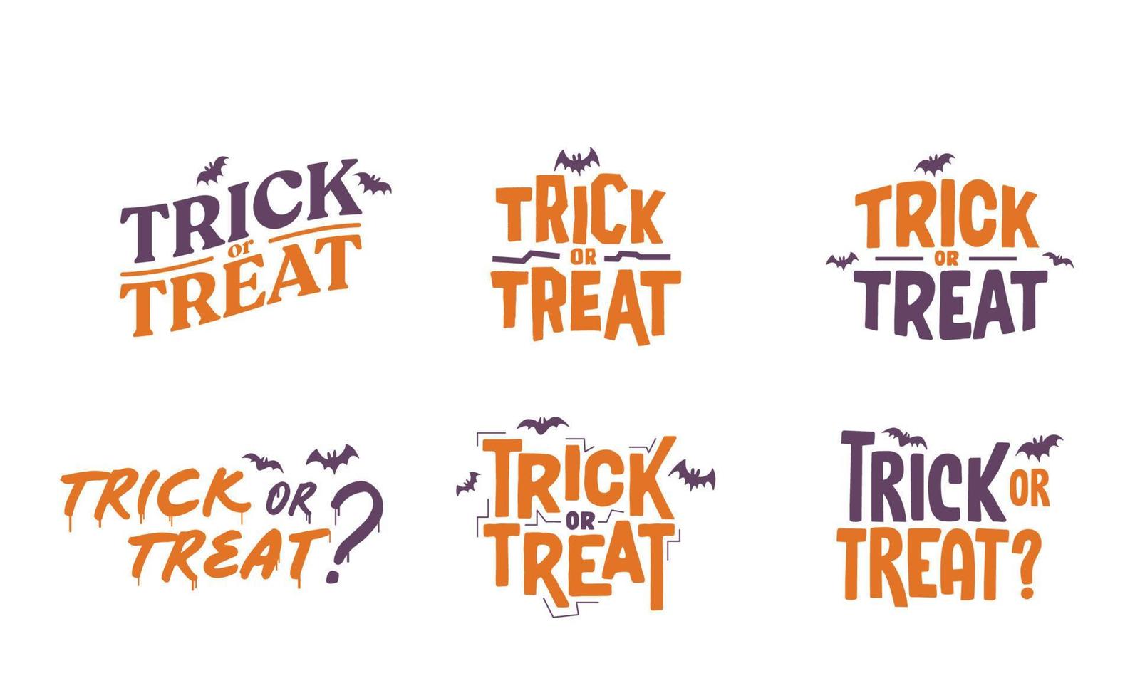 Trick or treat lettering design. Halloween message. vector