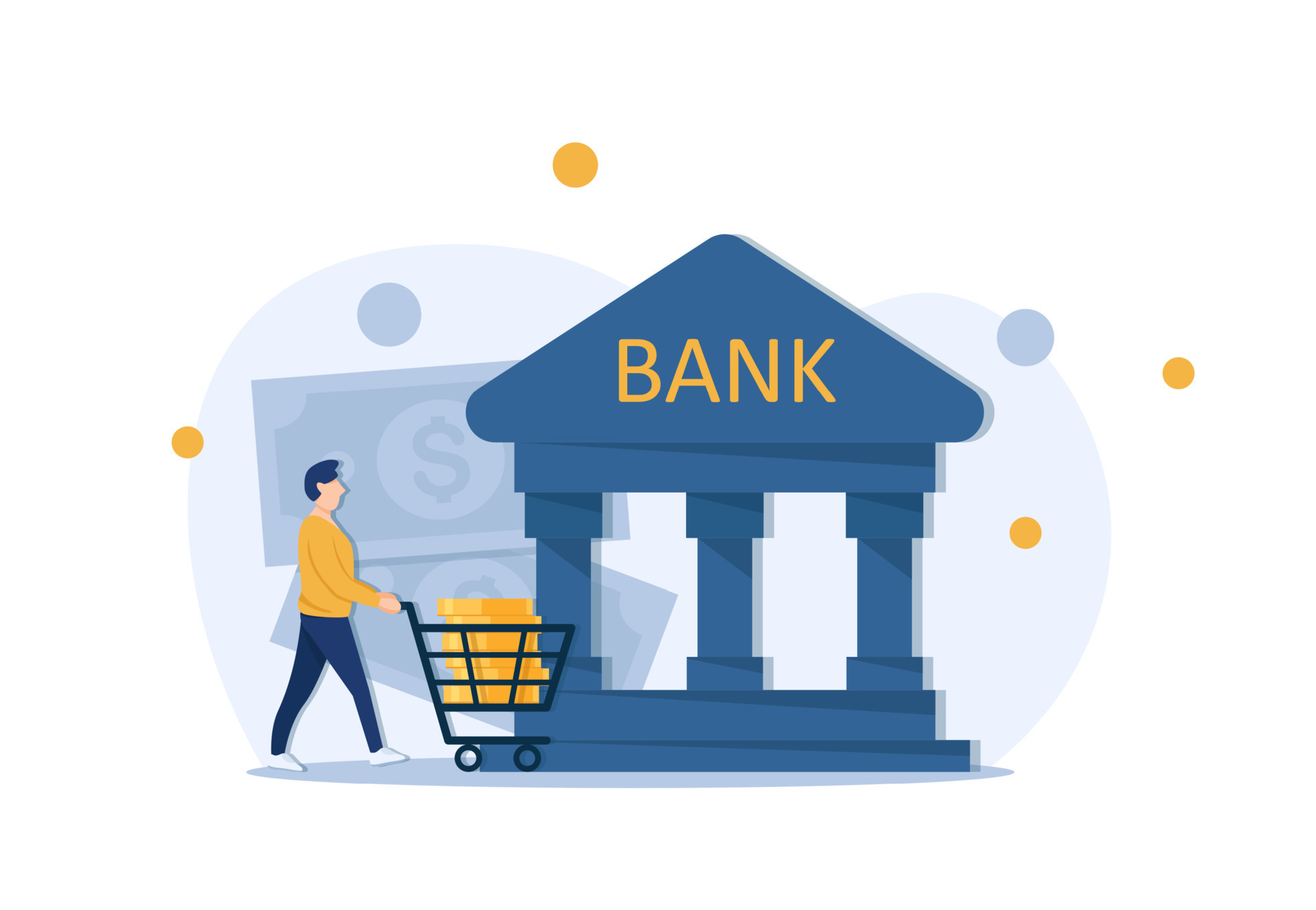 Banking service illustration concept. Deposit,Bank operations. Money
