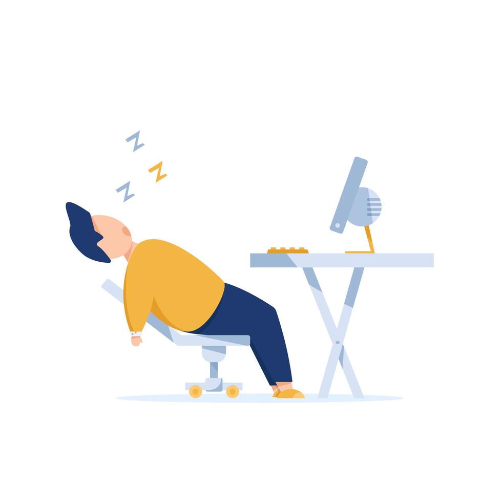 exhausted,Frustrated worker,Doze off at work vector