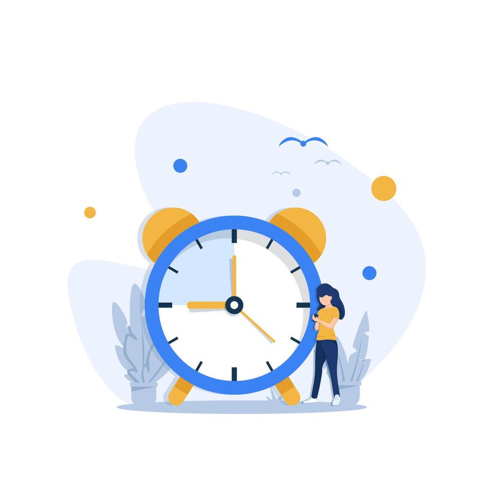 Time management, self management, self control, target, productivity metaphors. Modern flat cartoon style. Vector illustration on white background