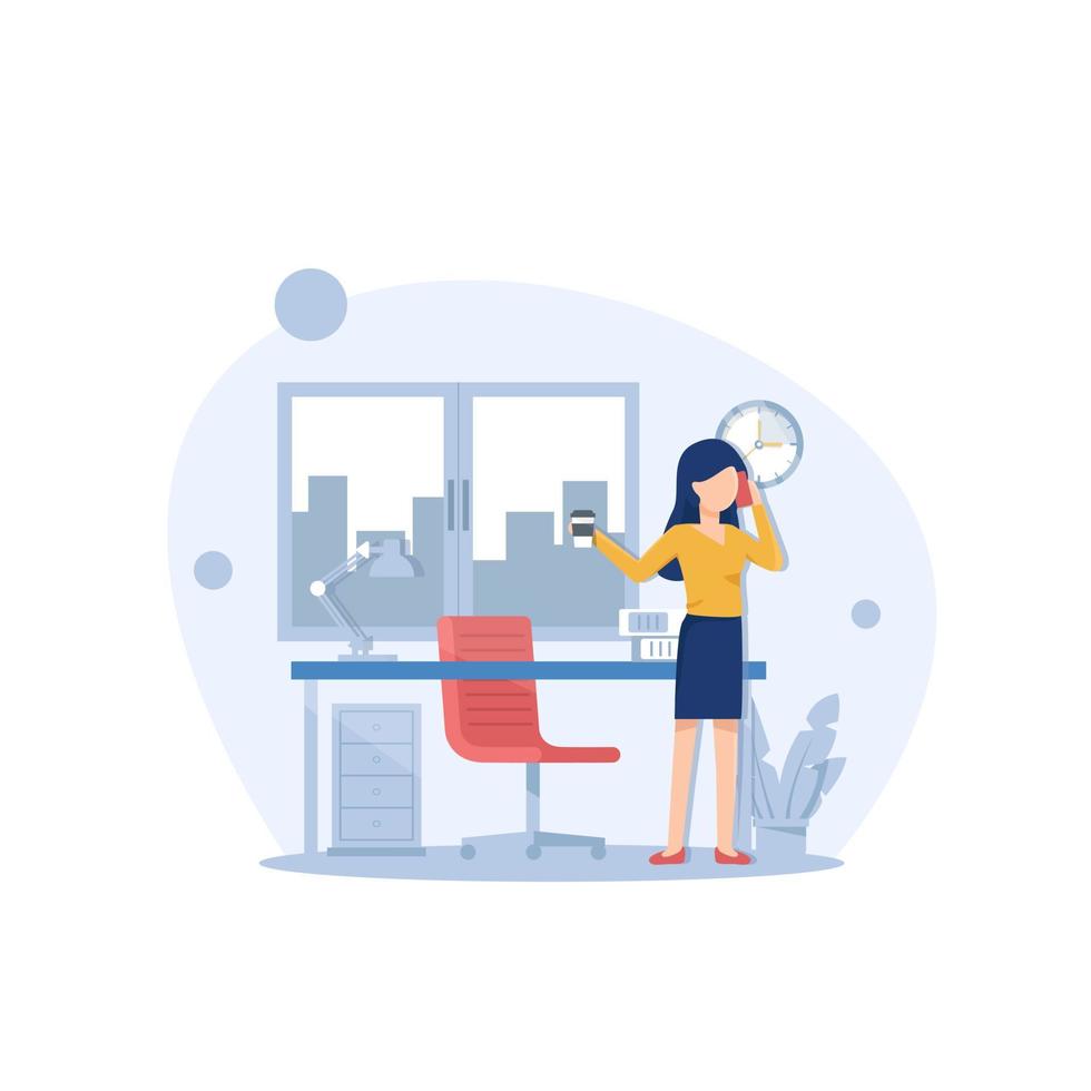 Business woman,Illustration with people working in the office vector