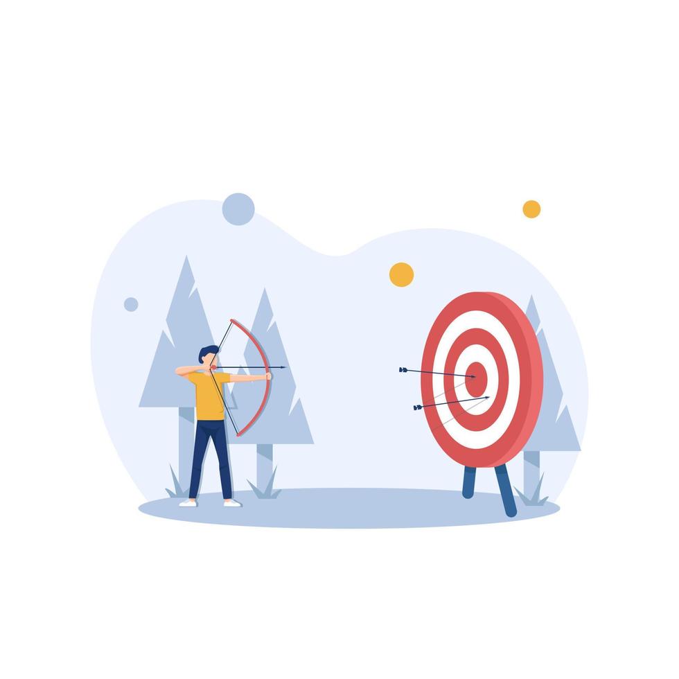 Businessman hitting the target,modern flat design style colorful illustration on white background vector