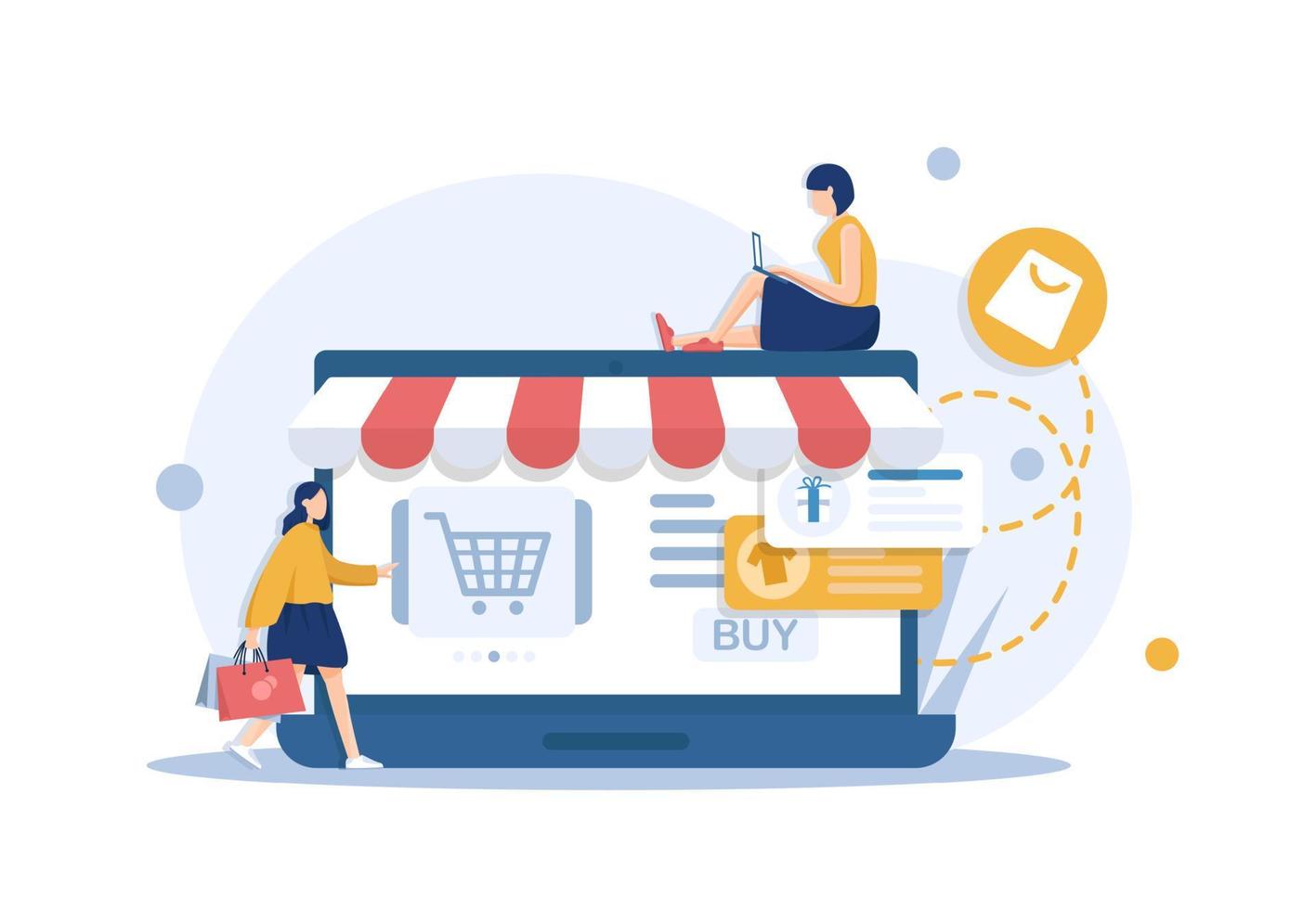 concepto de diseño plano de compras en línea, conveniencia en el comercio en línea para página web, sitio web vector