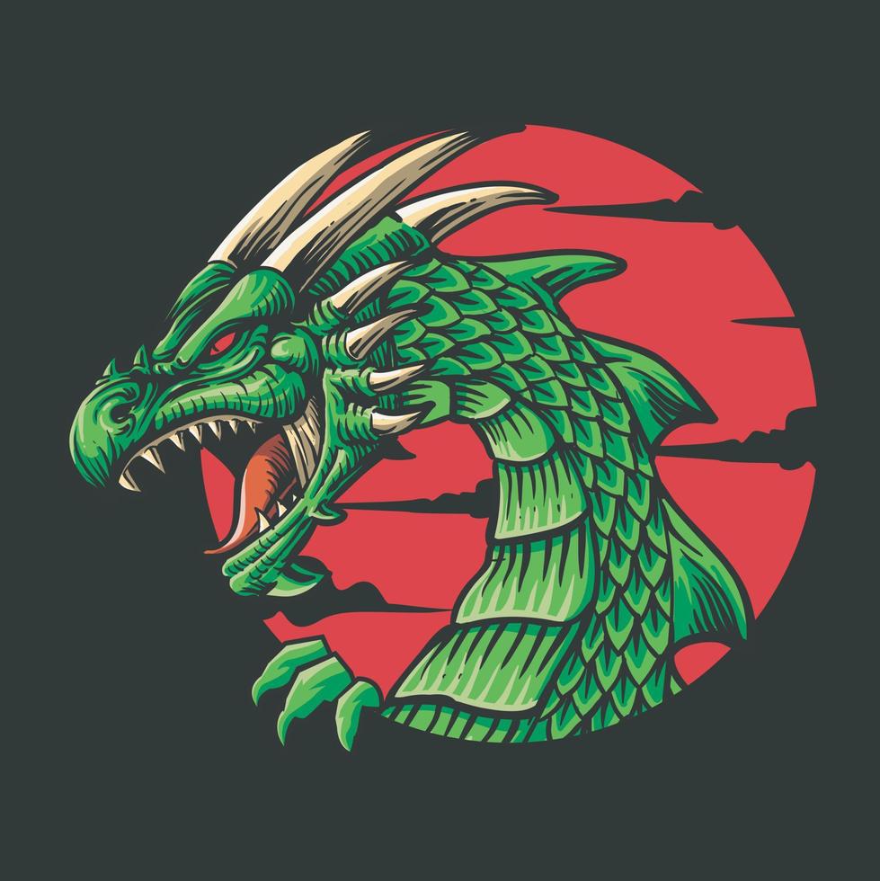 ilustración de vector de dragón de color verde