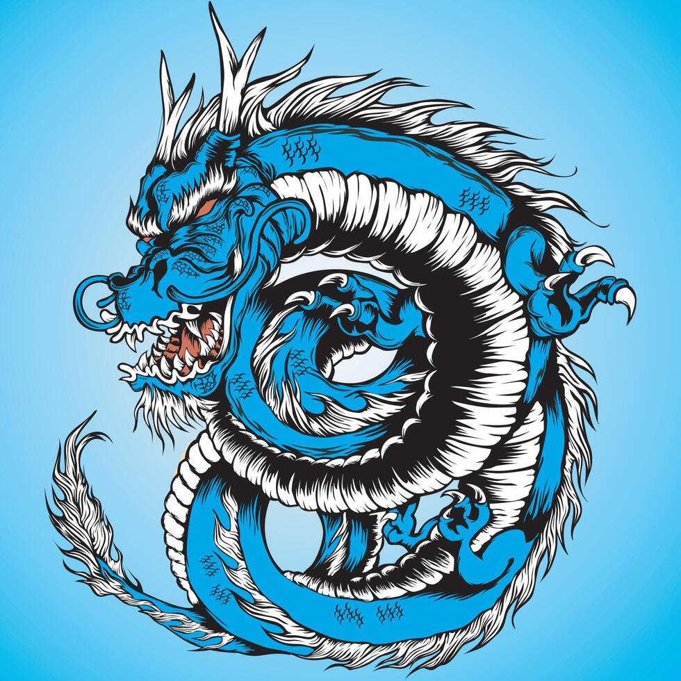 blue color dragon vector illustration 13269161 Vector Art at Vecteezy
