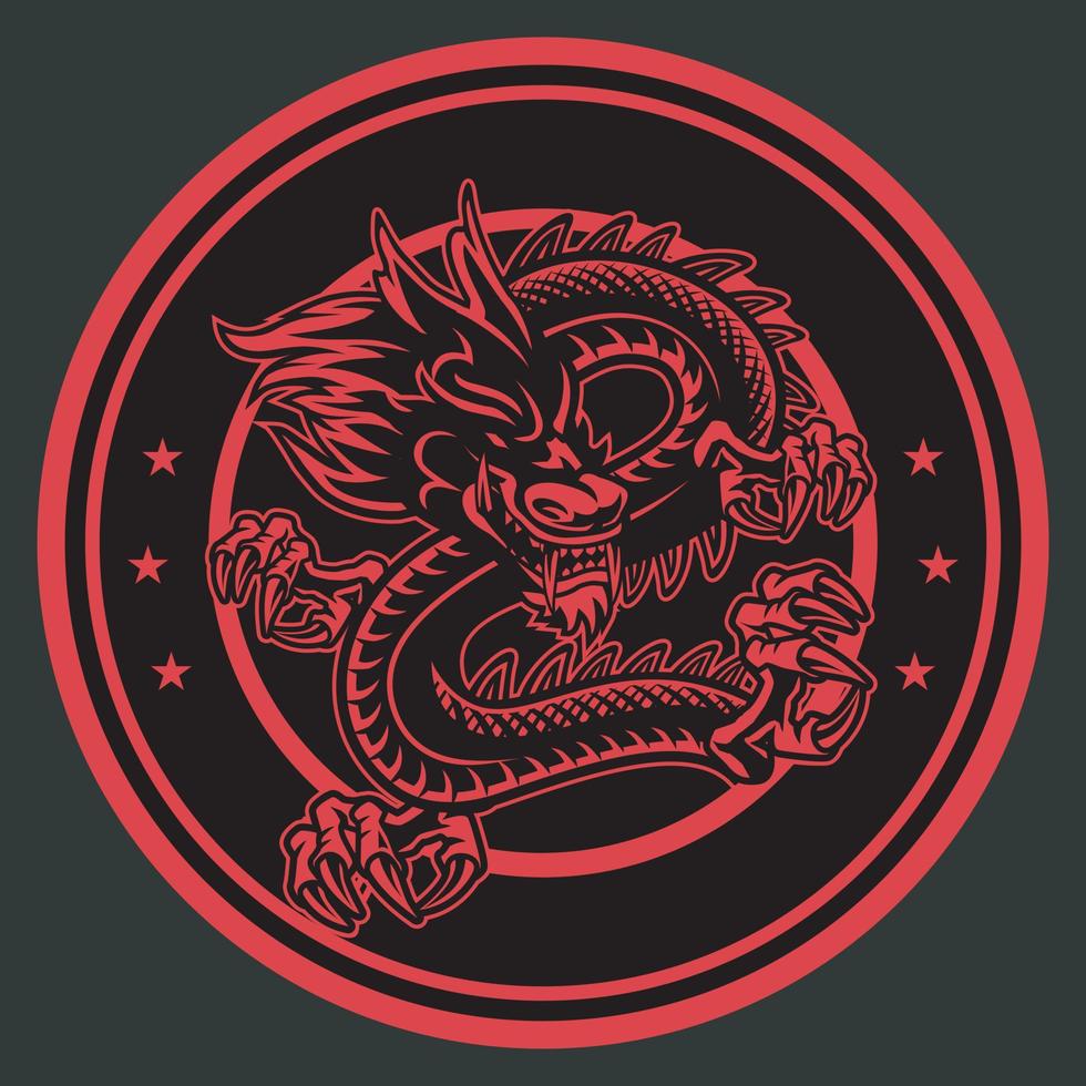 Ilustración de vector de dragón rojo