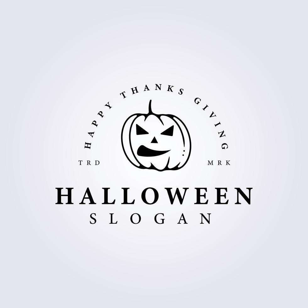halloween face pumpkin line logo vector illustration template design